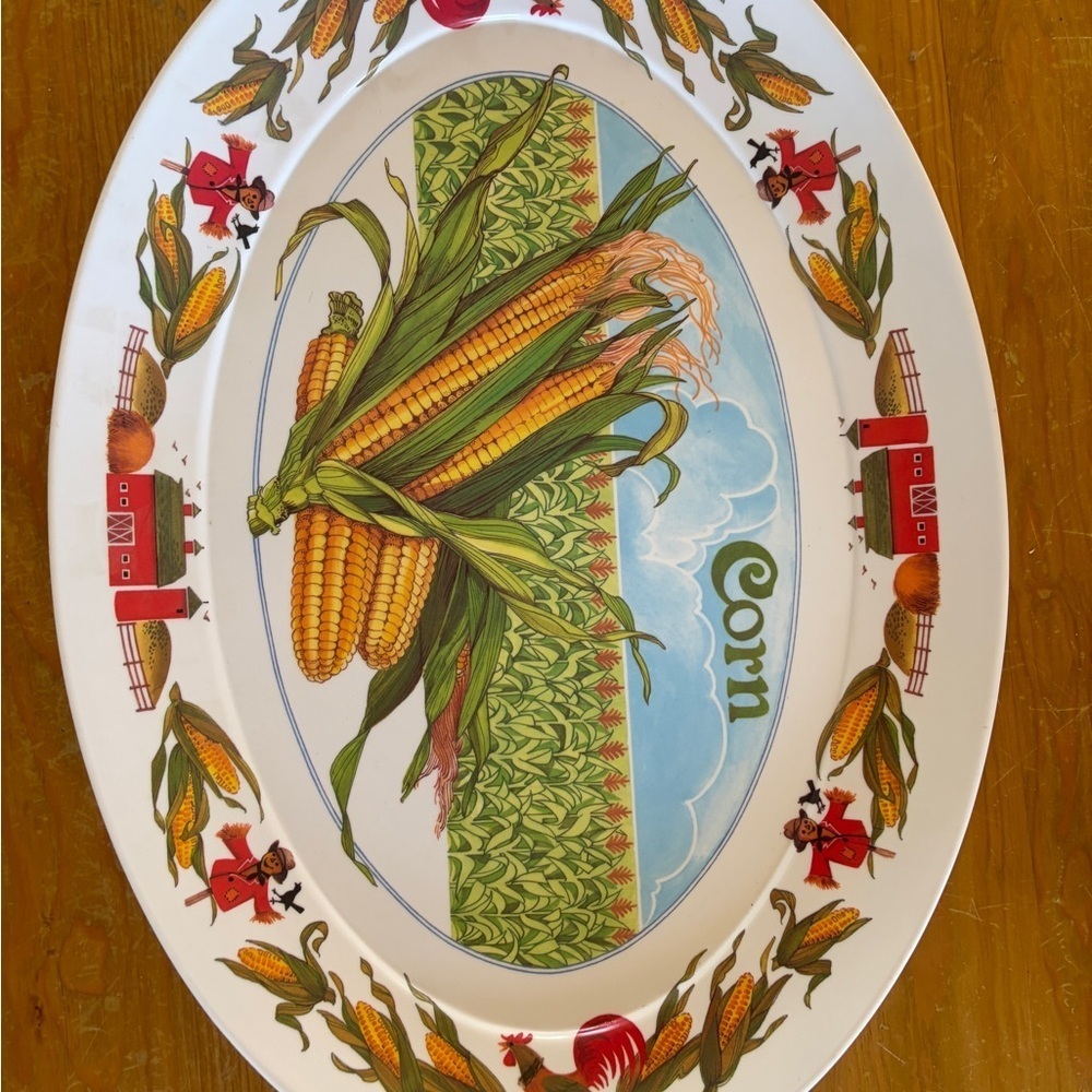Rustic Corn Design Oval Platter